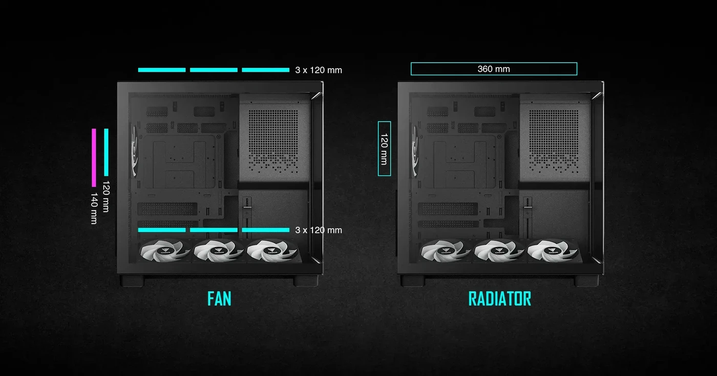 Hiệu năng tản nhiệt mạnh mẽ vượt trội case airflow mạnh hỗ trợ tản nhiệt nước