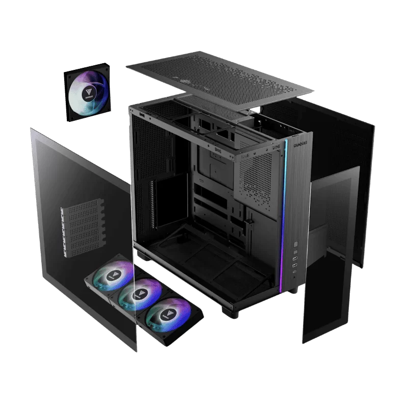 GAMDIAS ATLAS M4 Mid Tower Panorama Case - 4x 120mm ARGB Fans 3 GAMDIAS ATLAS M4 Mid Tower Panorama Case - 4x 120mm ARGB Fans - Ảnh 3
