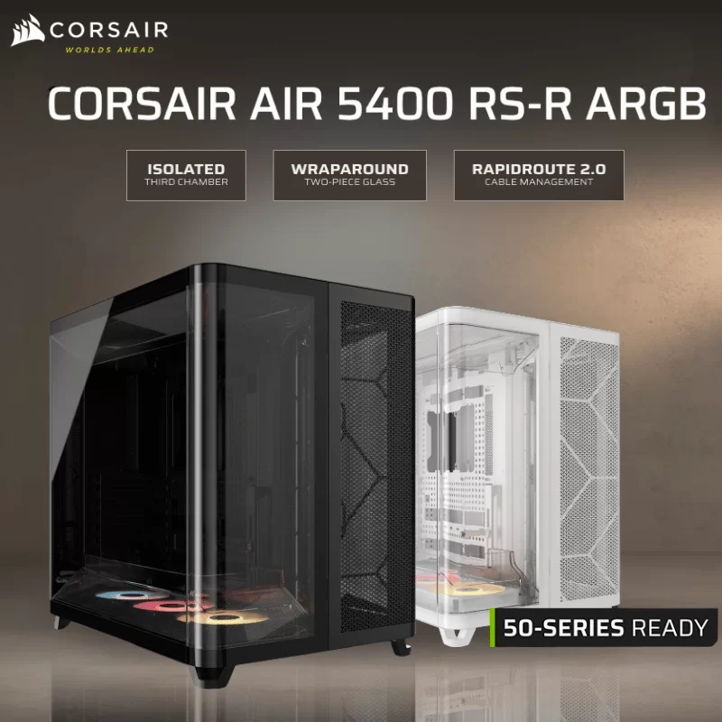 CORSAIR AIR 5400 RS-R ARGB Triple Chamber Tempered Glass Mid-Tower Case