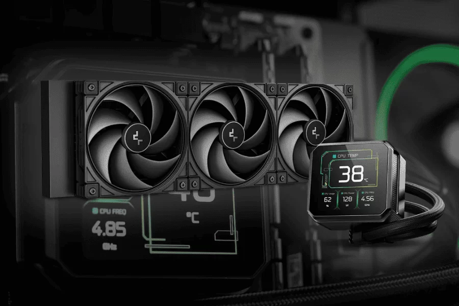 DeepCool SPARTACUS 360 Black AIO Liquid CPU Cooler - 360mm Radiator, 3x120mm Silent Ring Fans, 3.4" IPS LCD Display (480×480), 6th Generation Pump 16 DeepCool SPARTACUS 360