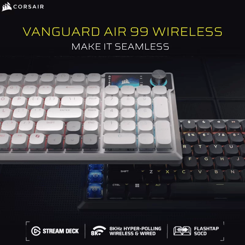 Corsair Vanguard Air 99 Wireless Optical-Mechanical Gaming Keyboard 1 Corsair Vanguard Air 99 Wireless Optical-Mechanical Gaming Keyboard