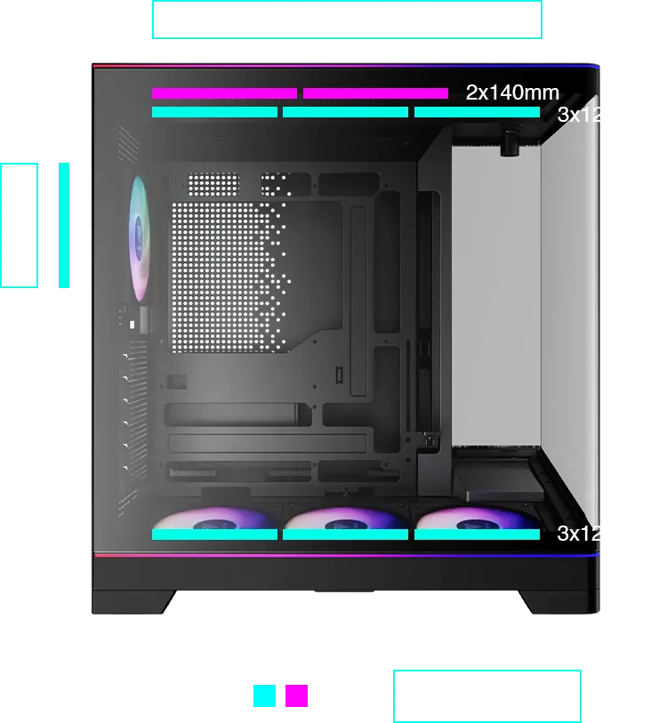 case panorama ATX lắp radiator tản nhiệt nước