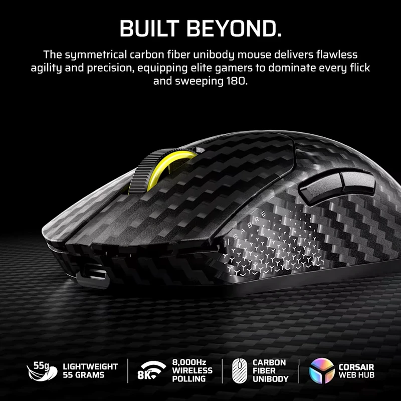 CORSAIR SABRE v2 PRO Carbon Fiber Wireless 8K Black Gaming Mouse 7 CORSAIR SABRE v2 PRO Carbon Fiber Wireless 8K Black Gaming Mouse - Ảnh 7