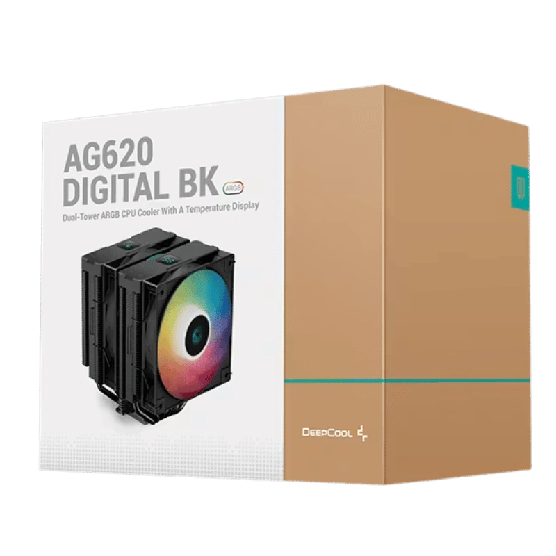 DEEPCOOL AG620 DIGITAL ARGB Dual Tower CPU Cooler - 2x 120mm ARGB Fan, 6x Copper Heat Pipes, LGA1700/AMD AM5 Support 10 DEEPCOOL AG620 DIGITAL ARGB Dual Tower CPU Cooler - 2x 120mm ARGB Fan, 6x Copper Heat Pipes, LGA1700/AMD AM5 Support - Ảnh 10