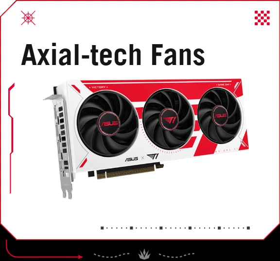 ASUS T1 GeForce RTX 5060Ti 8GB GDDR7 OC Edition ( T1-RTX5060TI-O8G-GAMING) Graphics Card 24 Hệ thống quạt Axial-tech trên ASUS T1 GeForce RTX 5060 Ti 8GB