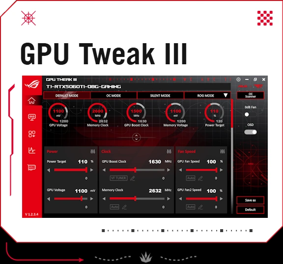 ASUS T1 GeForce RTX 5060Ti 8GB GDDR7 OC Edition ( T1-RTX5060TI-O8G-GAMING) Graphics Card 25 Giao diện phần mềm tinh chỉnh GPU Tweak III cho ASUS T1 GeForce RTX 5060 Ti 8GB