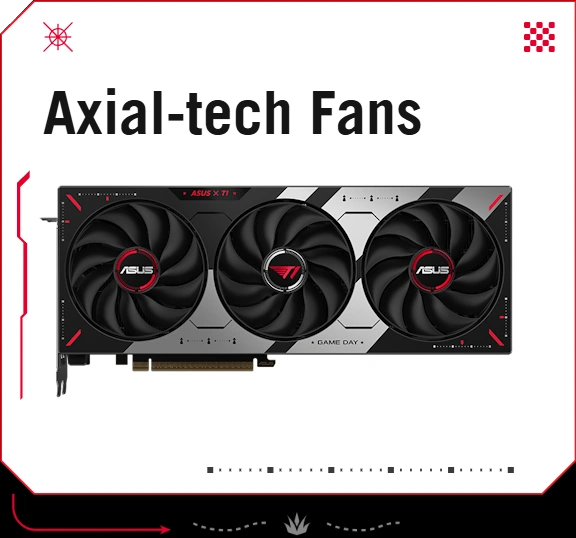Hệ thống quạt tản nhiệt Axial-tech trên ASUS T1 GeForce RTX 5070 12GB
