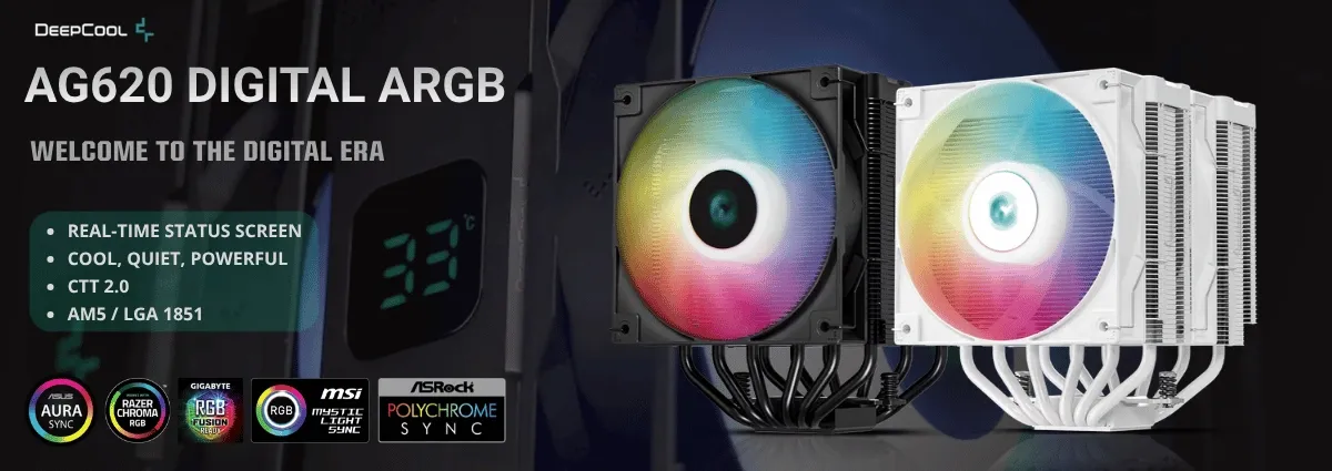Tản Nhiệt Khí DEEPCOOL AG620 DIGITAL ARGB Dual Tower chính hãng