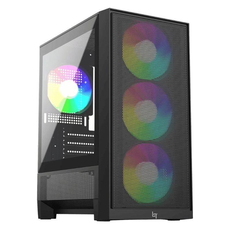 LinkTech Bahamut M 4F Black Mid Tower Case - M-ATX, 4x 120mm RGB Fans 1 LinkTech Bahamut M 4F Black Mid Tower Case - M-ATX, 4x 120mm RGB Fans