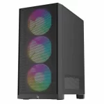 LinkTech Bahamut M 4F Black Mid Tower Case - M-ATX, 4x 120mm RGB Fans 8 LinkTech Bahamut M 4F M ATX pic 2