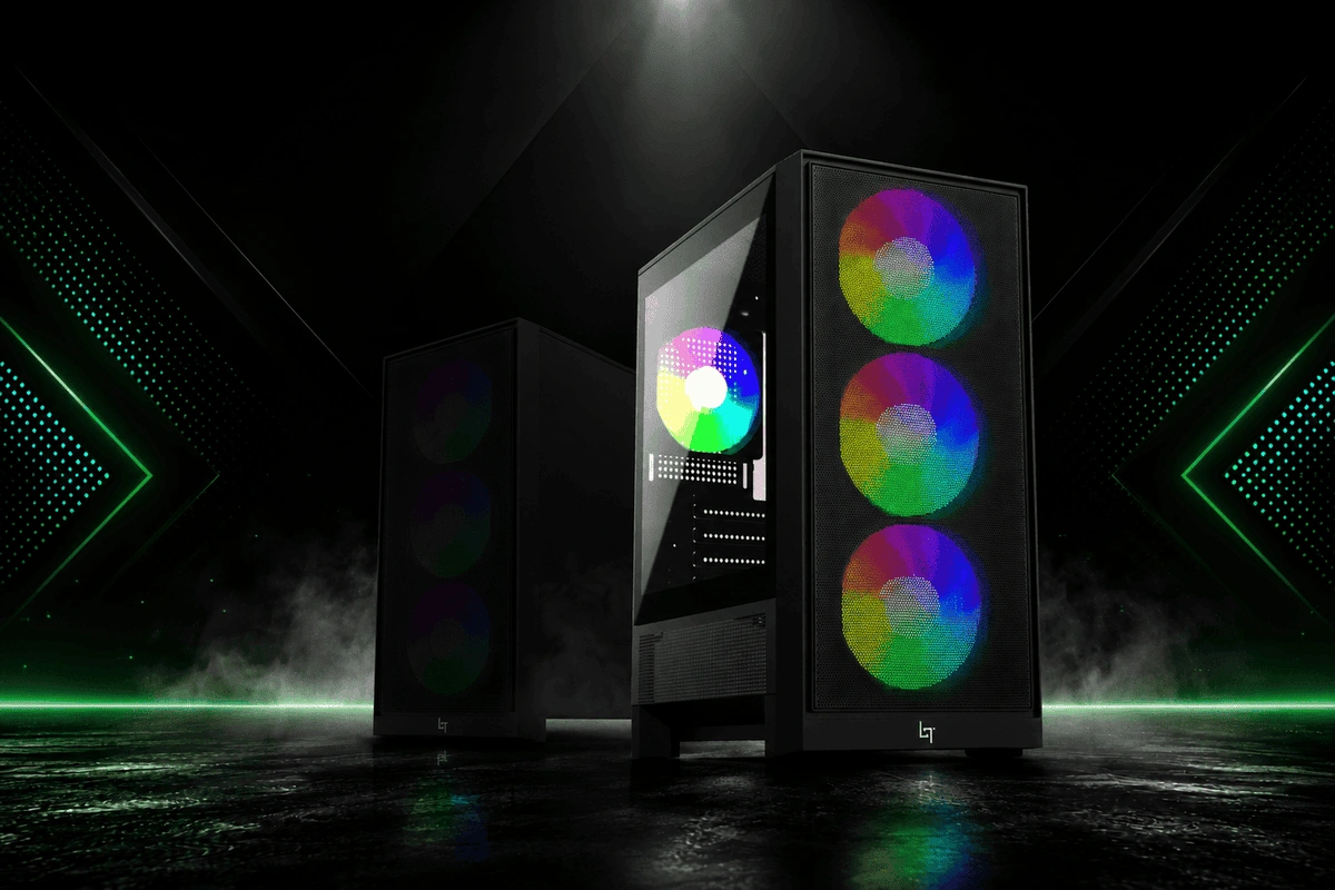 LinkTech Bahamut M 4F Black Mid Tower Case - M-ATX, 4x 120mm RGB Fans 14 Case LinkTech Bahamut M 4F Black M-ATX 4 Fan RGB