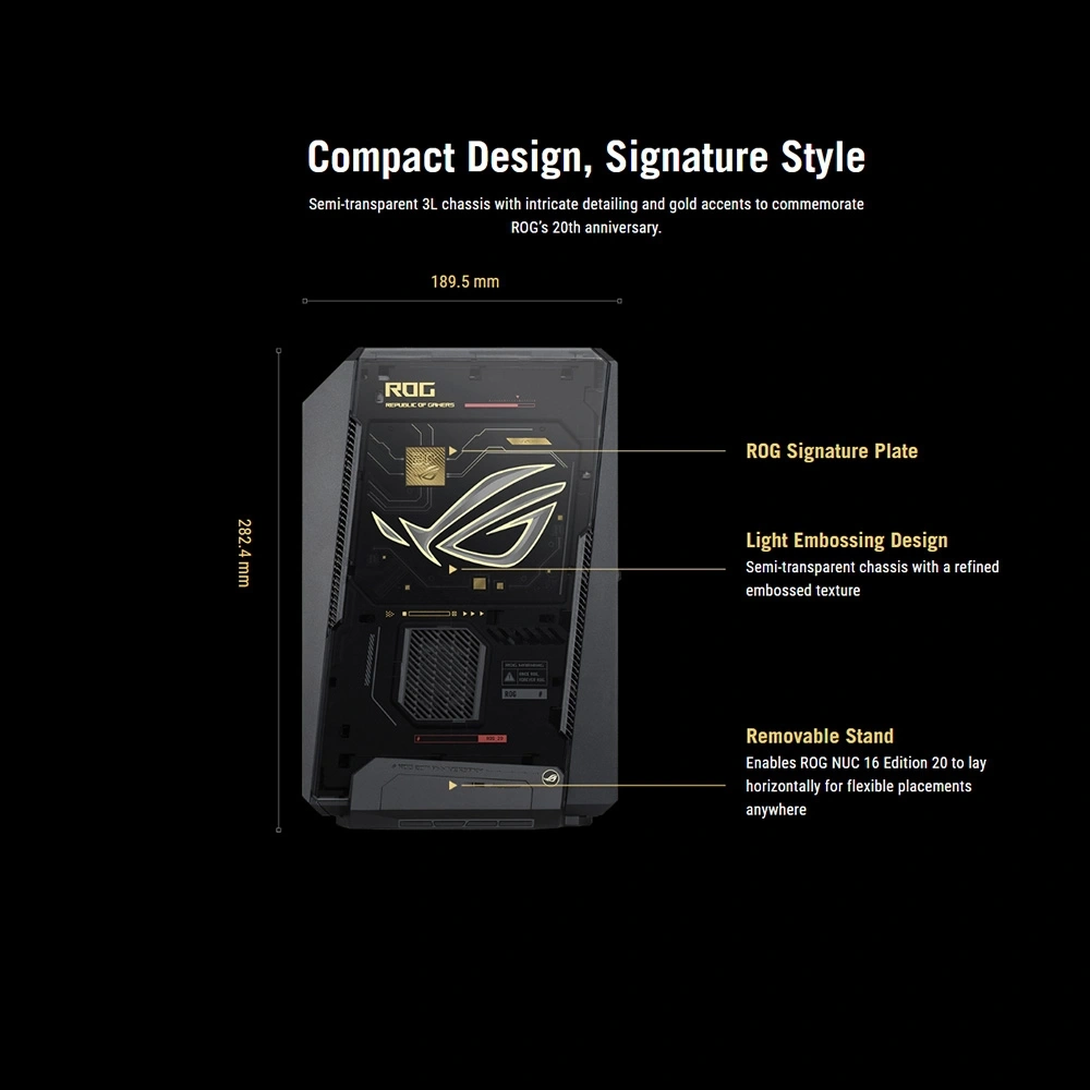 ASUS ROG NUC 16 Edition 20 (RNUC16JNK9X8ADA2) mini PC - Core Ultra 9 290HX, RTX 5090 24GB, 64GB DDR5, 2TB PCIe 5.0, Wi-Fi 7 3 ASUS ROG NUC 16 Edition 20 (RNUC16JNK9X8ADA2) mini PC - Core Ultra 9 290HX, RTX 5090 24GB, 64GB DDR5, 2TB PCIe 5.0, Wi-Fi 7 - Ảnh 3