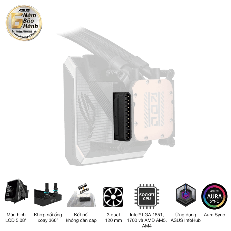 ASUS ROG Strix SLC IV 360 ARGB LCD AIO Liquid CPU Cooler - 360mm, LCD 5.08" 11 ASUS ROG Strix SLC IV 360 ARGB LCD AIO Liquid CPU Cooler - 360mm, LCD 5.08" - Ảnh 11