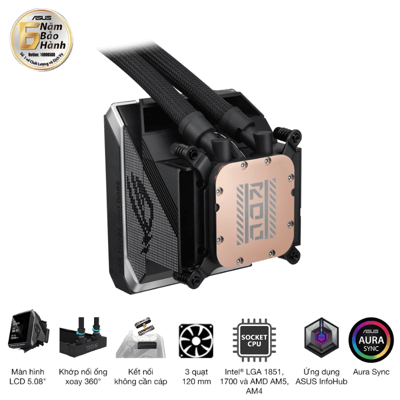 ASUS ROG Strix SLC IV 360 ARGB LCD AIO Liquid CPU Cooler - 360mm, LCD 5.08" 13 ASUS ROG Strix SLC IV 360 ARGB LCD AIO Liquid CPU Cooler - 360mm, LCD 5.08" - Ảnh 13