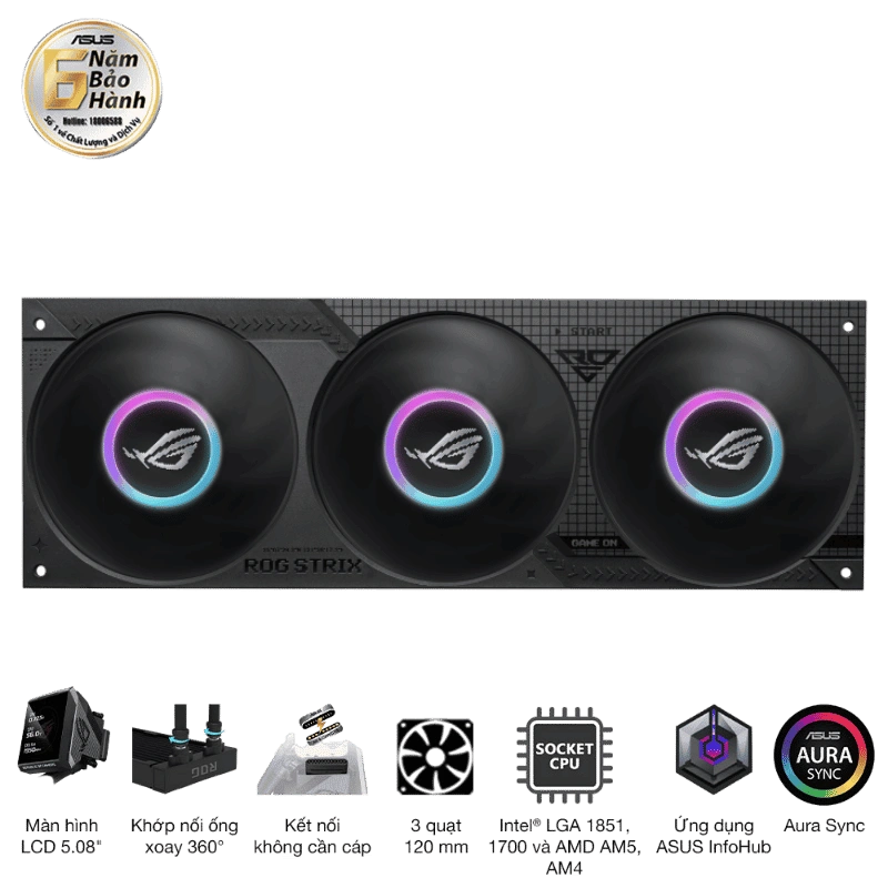 ASUS ROG Strix SLC IV 360 ARGB LCD AIO Liquid CPU Cooler - 360mm, LCD 5.08" 14 ASUS ROG Strix SLC IV 360 ARGB LCD AIO Liquid CPU Cooler - 360mm, LCD 5.08" - Ảnh 14