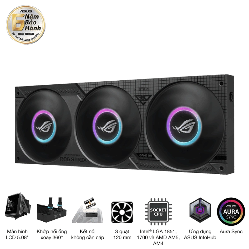 ASUS ROG Strix SLC IV 360 ARGB LCD AIO Liquid CPU Cooler - 360mm, LCD 5.08" 15 ASUS ROG Strix SLC IV 360 ARGB LCD AIO Liquid CPU Cooler - 360mm, LCD 5.08" - Ảnh 15
