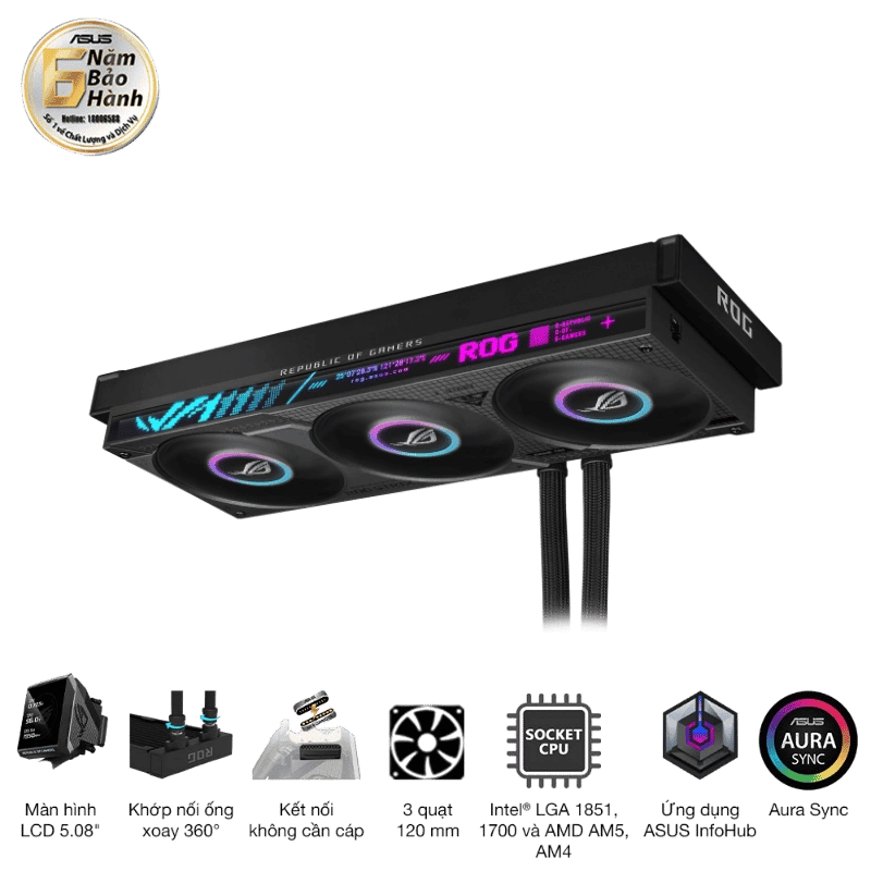 ASUS ROG Strix SLC IV 360 ARGB LCD AIO Liquid CPU Cooler - 360mm, LCD 5.08" 17 ASUS ROG Strix SLC IV 360 ARGB LCD AIO Liquid CPU Cooler - 360mm, LCD 5.08" - Ảnh 17