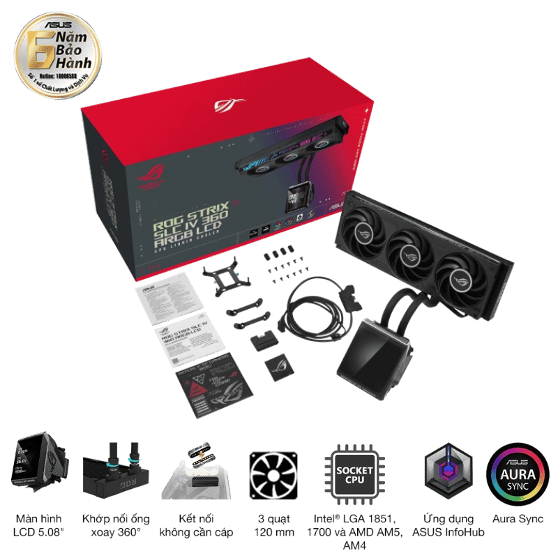 ASUS ROG Strix SLC IV 360 ARGB LCD AIO Liquid CPU Cooler - 360mm, LCD 5.08" 18 ASUS ROG Strix SLC IV 360 ARGB LCD AIO Liquid CPU Cooler - 360mm, LCD 5.08" - Ảnh 18