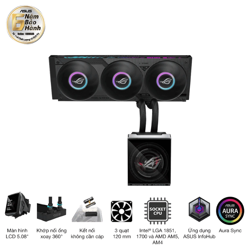 ASUS ROG Strix SLC IV 360 ARGB LCD AIO Liquid CPU Cooler - 360mm, LCD 5.08" 2 ASUS ROG Strix SLC IV 360 ARGB LCD AIO Liquid CPU Cooler - 360mm, LCD 5.08" - Ảnh 2