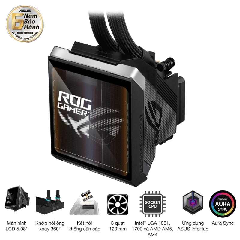 ASUS ROG Strix SLC IV 360 ARGB LCD AIO Liquid CPU Cooler - 360mm, LCD 5.08" 9 ASUS ROG Strix SLC IV 360 ARGB LCD AIO Liquid CPU Cooler - 360mm, LCD 5.08" - Ảnh 9