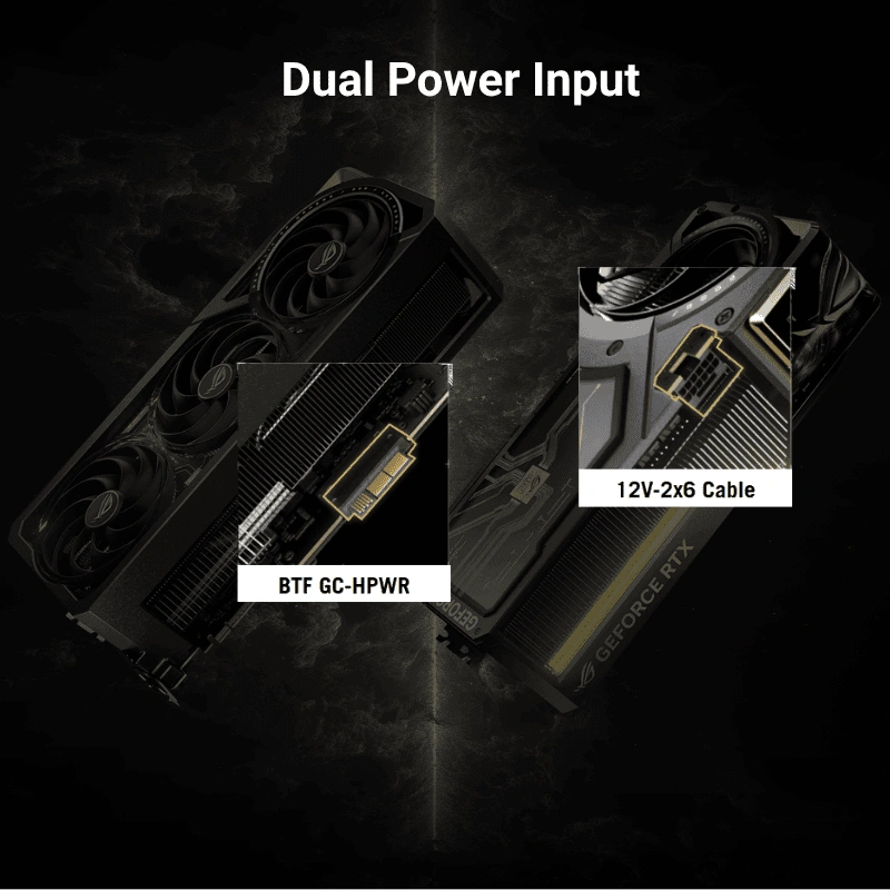 ASUS ROG Astral GeForce RTX 5090 Edition 20 Graphics Card 38 Giải pháp cấp nguồn kép 800W và chuẩn BTF