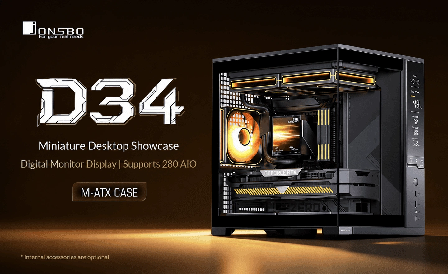 JONSBO D34 M-ATX Case - màn hình Monitoring, AIO 280mm 35 JONSBO D34 Black case M-ATX màn hình monitoring