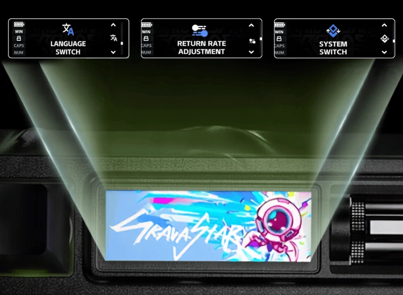 GravaStar Mercury K98 Pro Phantom Black Gaming Keyboard 12 Smart TFT Dashboard GravaStar K98 Pro