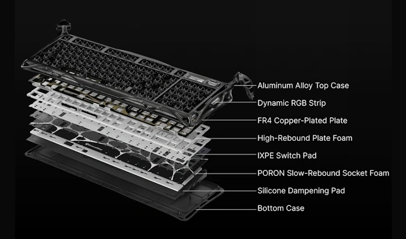 GravaStar Mercury K98 Pro Phantom Black Gaming Keyboard 14 5 Layers Gasket Mount GravaStar K98 Pro